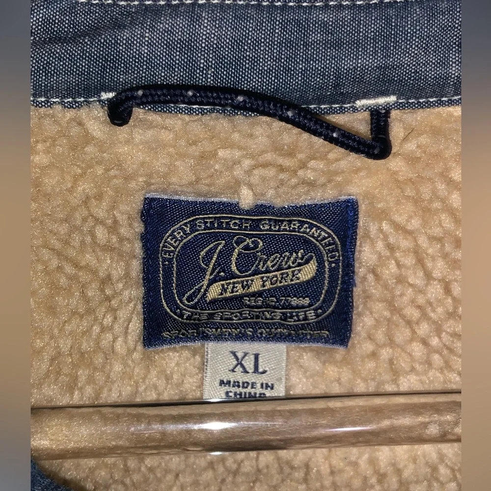 J.Crew Sherpa-lined Blue Chambray Work Shirt: Excellent Condition; Mens Size XL